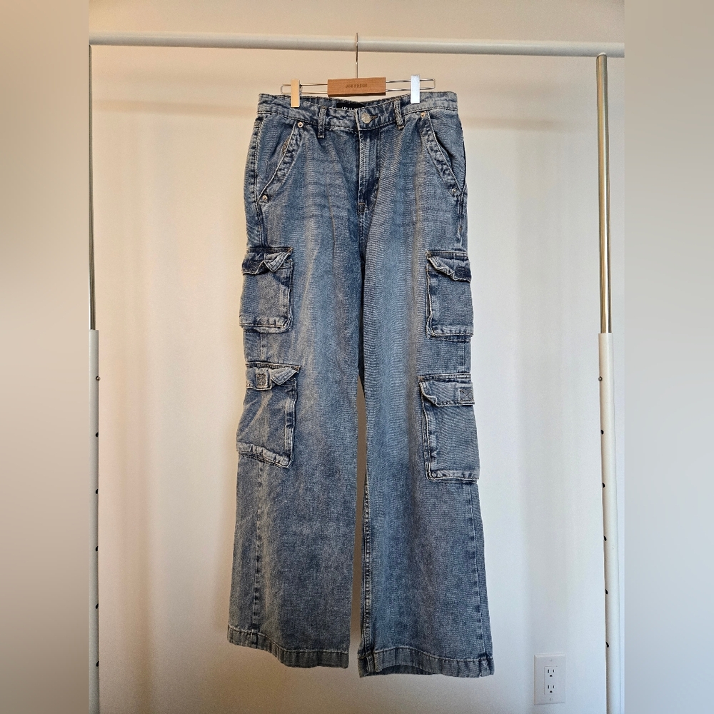 Aeropostale Women's High Rise Cargo Jeans - Blue